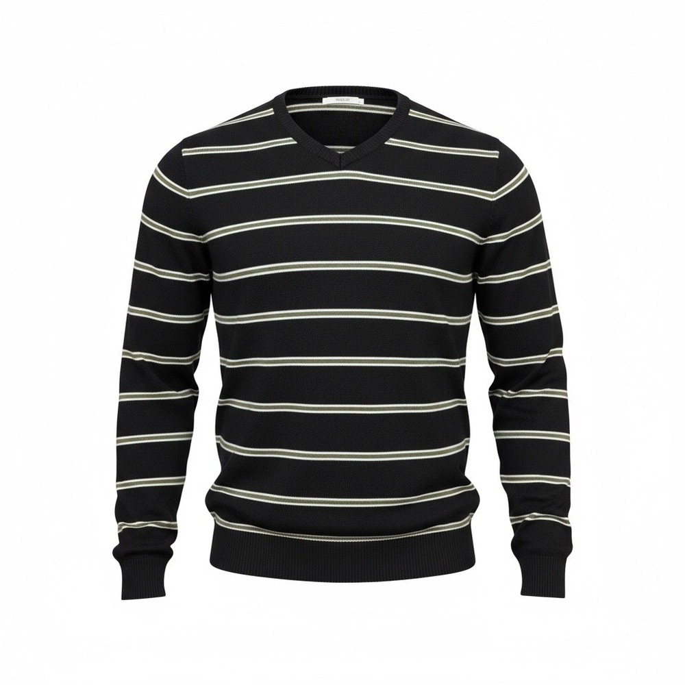 Jordan Craig Vintage Y2K Black Stripe V-Neck Sweater XL New‎ with Tags